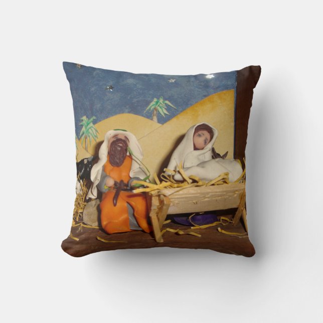 Krippe Jesus Mary Joseph Stable saisonale Kissen (Vorderseite)