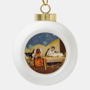 Krippe Jesus Mary Joseph Weihnachten Keramik Kugel-Ornament