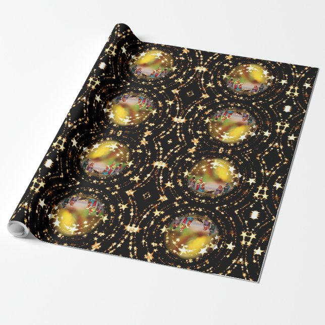 Krippe Jungfrau Mary Jesus Weihnachtsstars Geschenkpapier (Ungerollt)