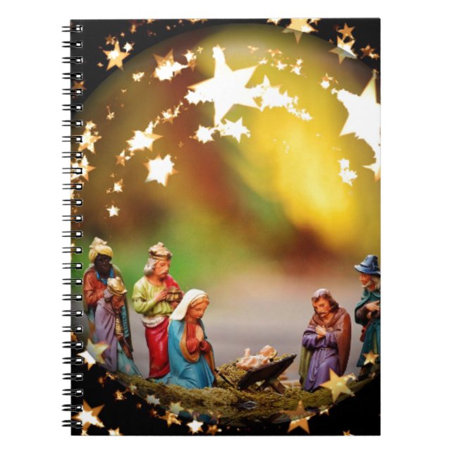 Krippe Krippe Jungfrau Mary Säugling Jesus Stars Notizblock (Vorderseite)