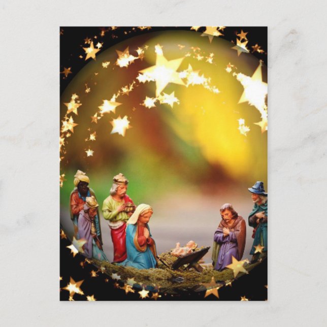 Krippe Krippe Jungfrau Mary Säugling Jesus Stars Postkarte (Vorderseite)