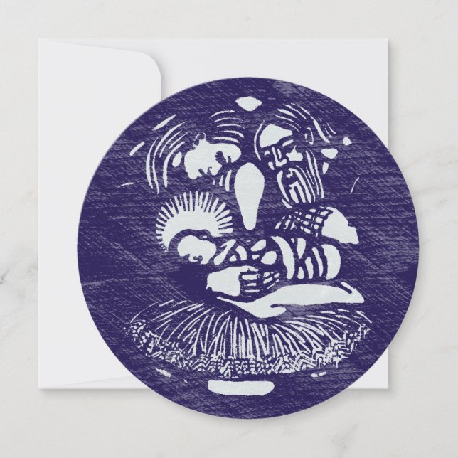 Krippe Letterpress Medallion Blue (Vorderseite)