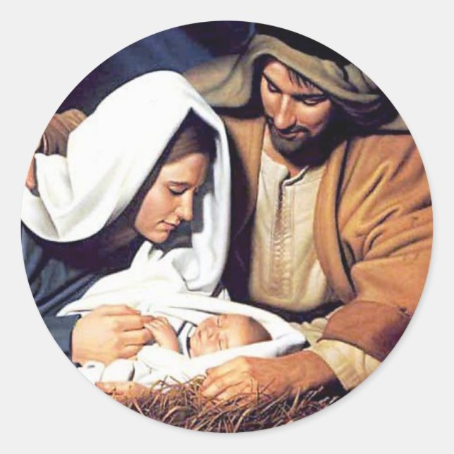 Krippe / Luke 2:11 Runder Aufkleber (Vorderseite)