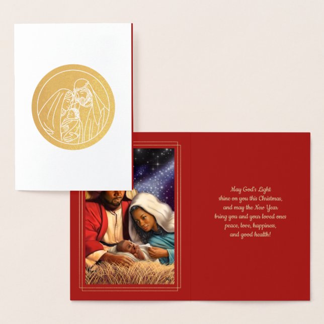 Krippe Luxury Real Foil Weihnachtskarten Folienkarte (Anzeige)