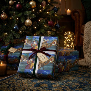 Krippe mit klugen Männern Weihnachtsfeiertag Geschenkpapier