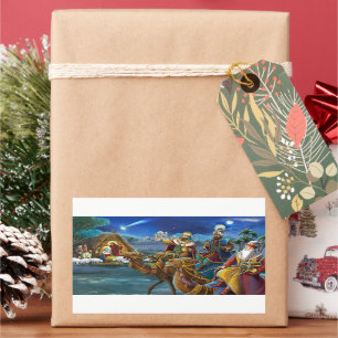 Krippe mit klugen Männern Weihnachtsfeiertag Rechteckiger Aufkleber