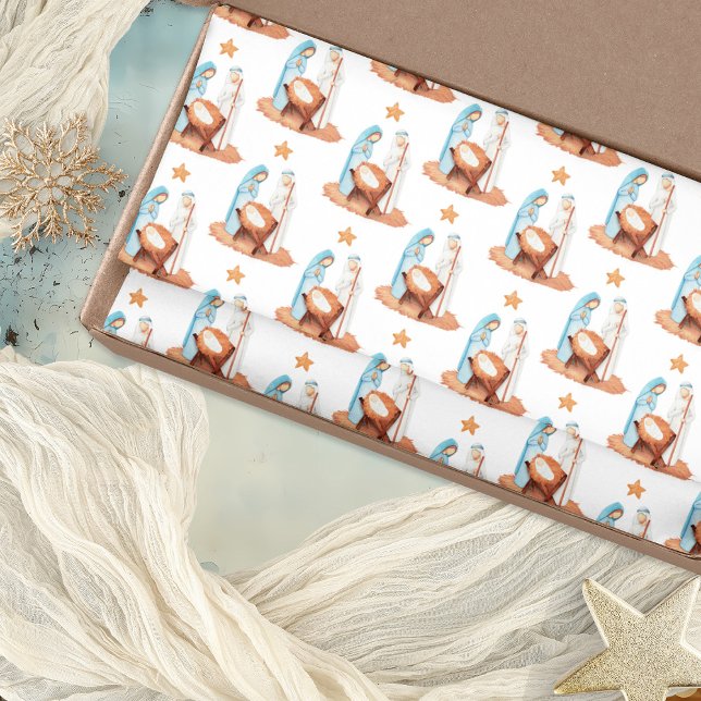 Krippe Muster Mary Joseph Weihnachten Seidenpapier (Nativity Scene Tissue paper)