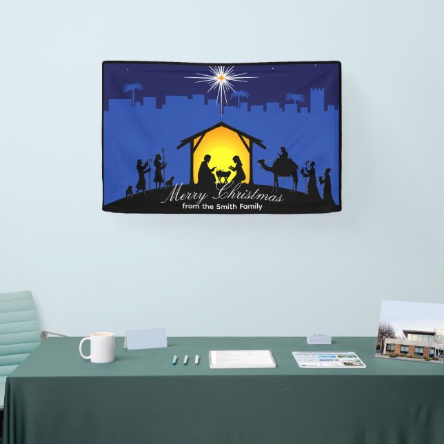 Krippe Scene Blue Star Weihnachten Banner (Messe)