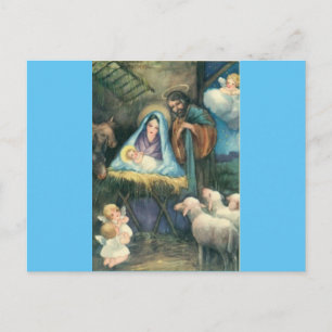 Krippe Szene Vintage Weihnachten Postkarte