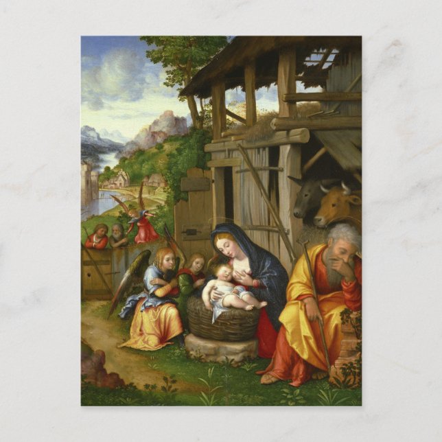 Krippe und Engel der Kinder c1515 Postkarte (Vorderseite)