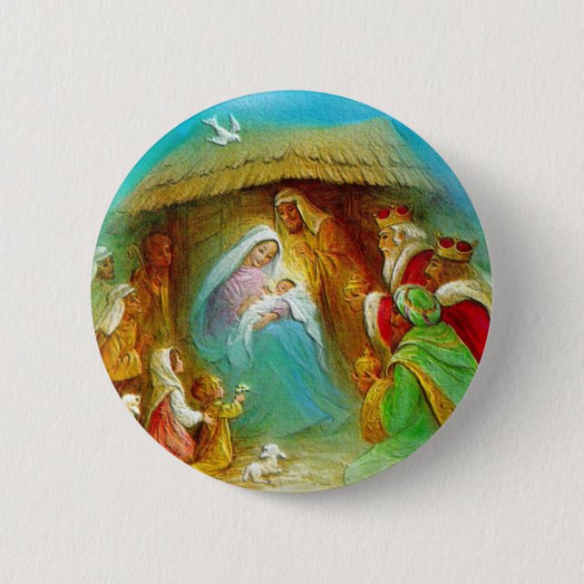 Krippengeschenke für Weihnachten Button (Vorderseite)