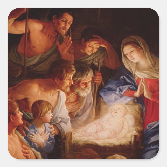 Krippengeschenke für Weihnachten Quadratischer Aufkleber (Vorderseite)