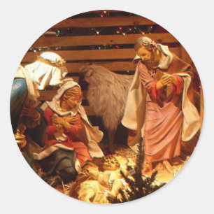 Krippengeschenke für Weihnachten Runder Aufkleber