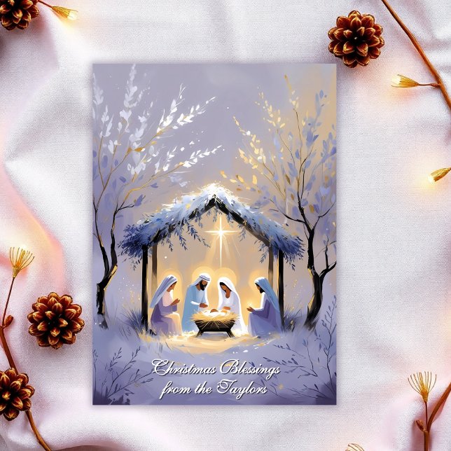 Krippenglorie Gott Elegante Weihnachten (Elegant Nativity Scene Christmas Card – Baby Jesus & Christmas Blessings)