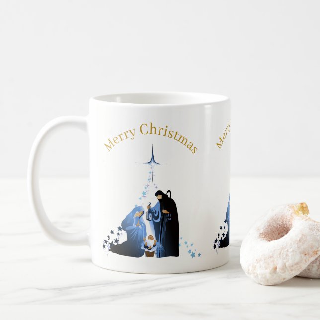 Krippenlandschaft Frohe Weihnachtsgrüße Kaffeetasse (Mit Donut)