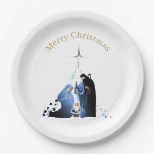 Krippenlandschaft Frohe Weihnachtsgrüße Pappteller