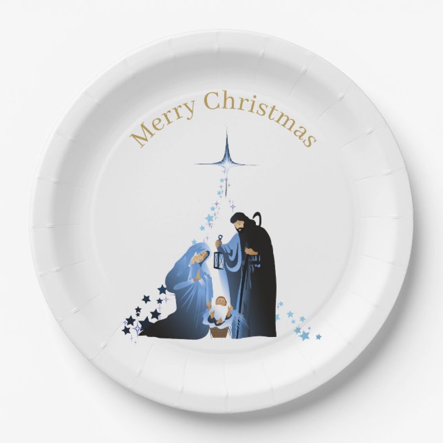 Krippenlandschaft Frohe Weihnachtsgrüße Pappteller (Vorderseite)