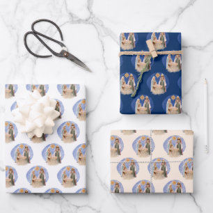 Krippenlandschaft Mary Joseph Jesus Pattern Weihna Geschenkpapier Set