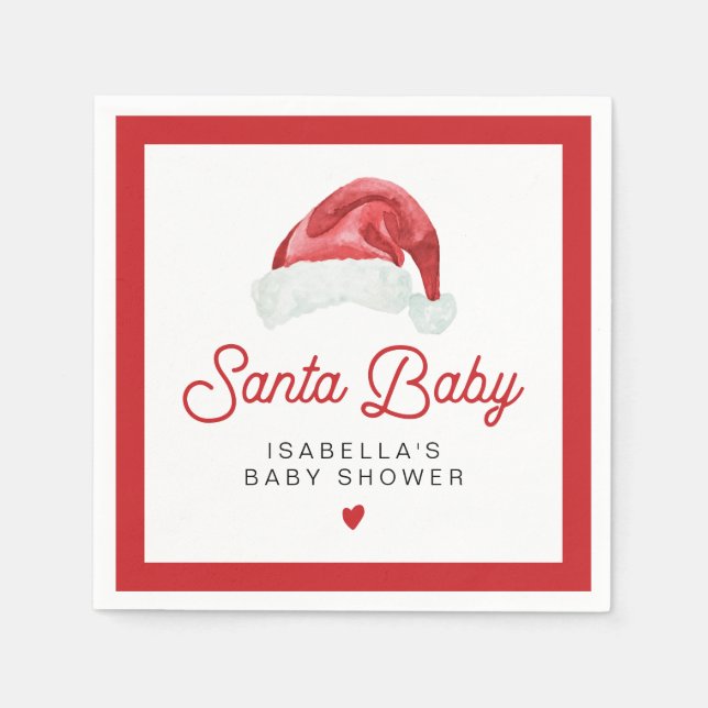 KRIS Cute and Modern Santa Baby Shower Table Serviette (Vorderseite)