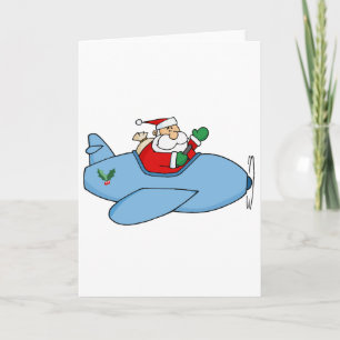 Kris Kringle fliegen sein Weihnachts-Flugzeug Feiertagskarte