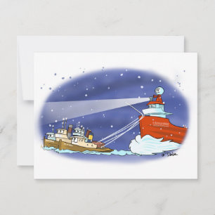 Kris Kringle Frachter Flat Card Feiertagskarte