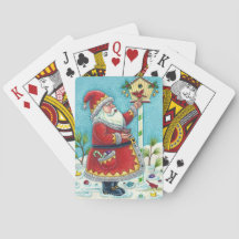 KRIS KRINGLE FÜTTERND REDBIRDS, CHRISTMAS BIRDHOUS