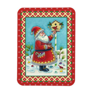 KRIS KRINGLE FÜTTERT ROTKEHLCHEN, WEIHNACHTSVOGELH MAGNET