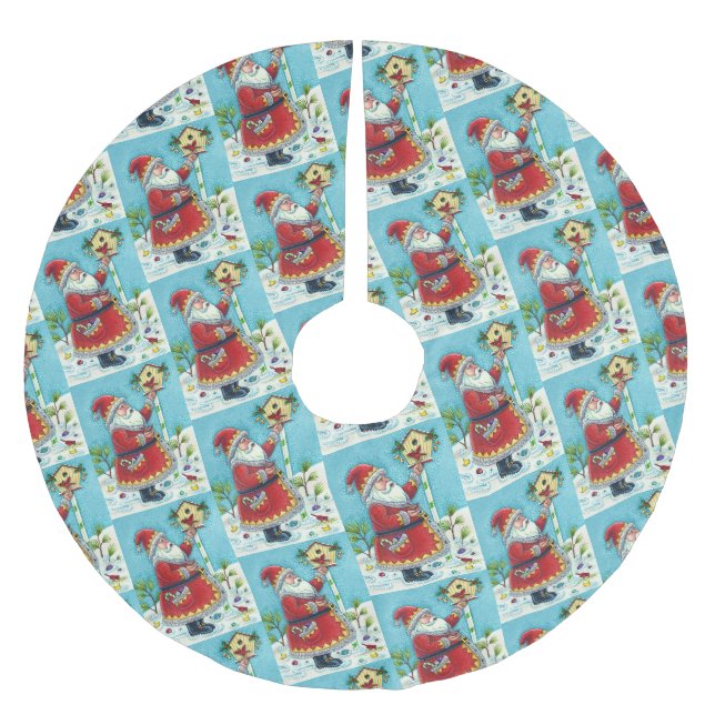KRIS KRINGLE & KARDINAL BIRDHOUSE, NIEDLICHE WEIHN POLYESTER WEIHNACHTSBAUMDECKE (Vorderseite)