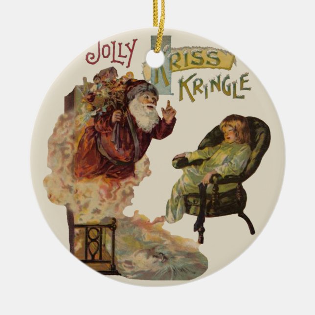 Kris Kringle Santa Claus Viktorianische Weihnachts Keramik Ornament (Vorne)