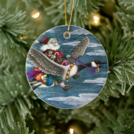 KRIS KRINGLE UND TOYS AUF KANADISCHEN GOOSE CHRIST KERAMIK ORNAMENT