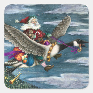 KRIS KRINGLE UND TOYS AUF KANADISCHEN GOOSE CHRIST QUADRATISCHER AUFKLEBER