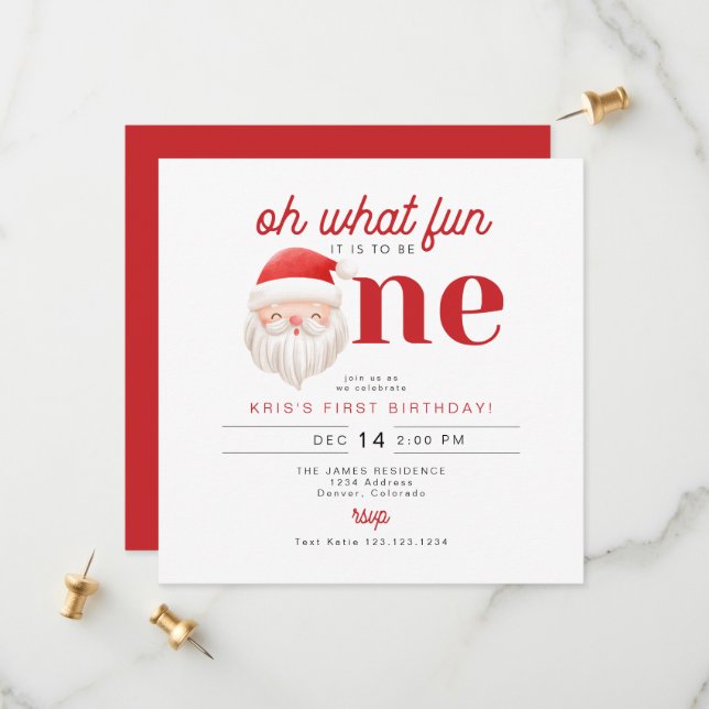 KRIS Oh What Fun To Be One 1st Birthday Invitation (Devant/Arrière en situation)