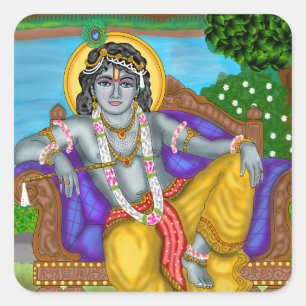 Krishna-Aufkleber Quadratischer Aufkleber