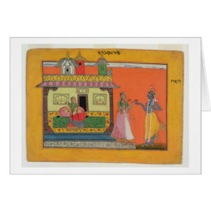 Krishna, das in Radhas Haus, Illustration Franc