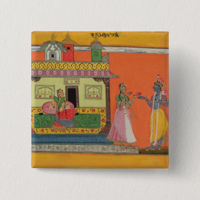 Krishna, das in Radhas Haus, Illustration Franc Button (Vorderseite)