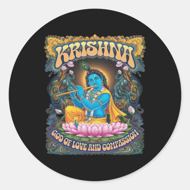 Krishna Hinduismus  Runder Aufkleber (Vorderseite)