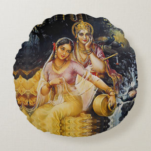 KRISHNA - Hintere Gottheit - Rundes Kissen