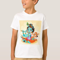 Krishna indischer Gott, der Flötenillustration