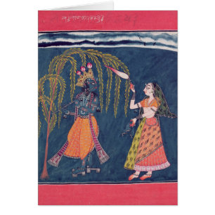 Krishna jouant une cannelure, du 'Vahula