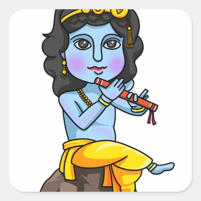 Krishna Quadratischer Aufkleber (Vorderseite)
