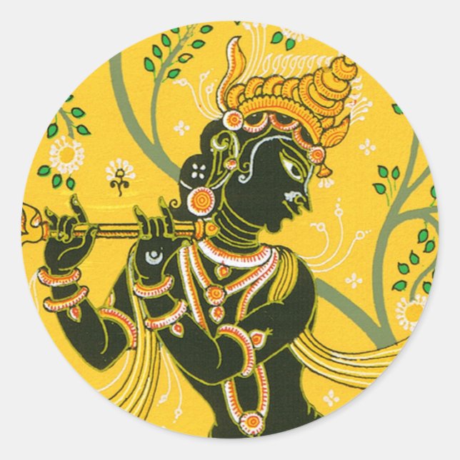 Krishna Runder Aufkleber (Vorderseite)