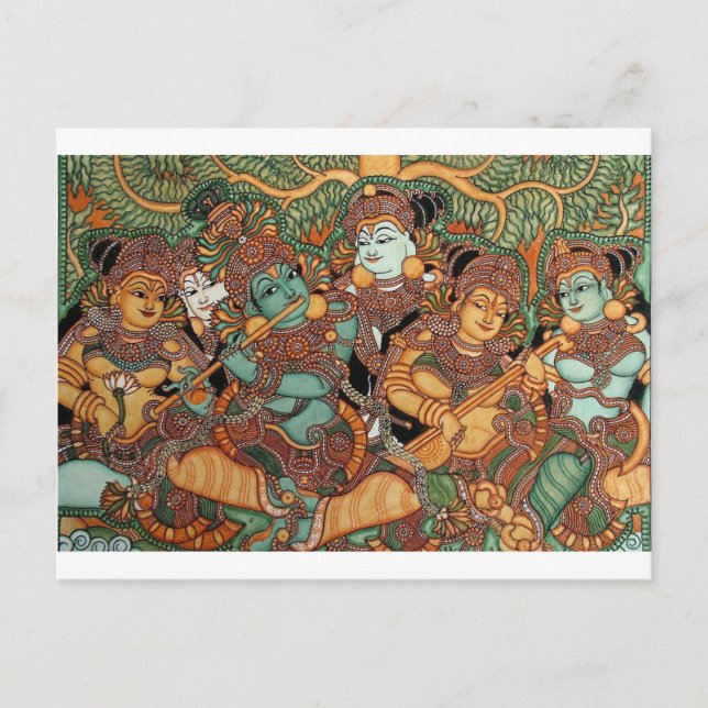 KRISHNA SPIELT DEN FLUT POSTKARTE (Vorderseite)