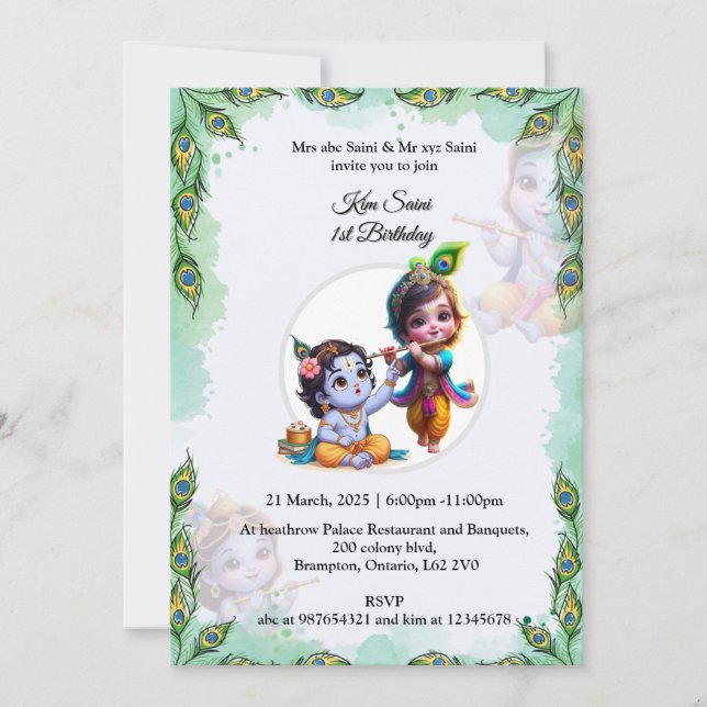 KRISHNA THEME GEBURTSTAGEINLADUNG EINLADUNG (Vorderseite)