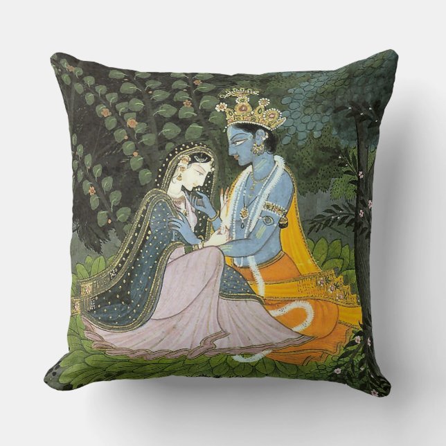Krishna u. Radha buntes Wurfs-Kissen Kissen (Vorderseite)
