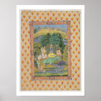 Krishna und die Gopis (Gouache auf Papier)