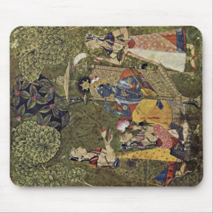 Krishna und die Mädchen durch Indischer Maler Um Mousepad
