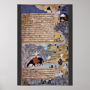 Krishna und die Pandavas gießen ihre Pferde durch Poster