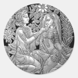 Krishna und Radha Runder Aufkleber