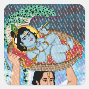 Krishna & Vasudeva-Aufkleber Quadratischer Aufkleber