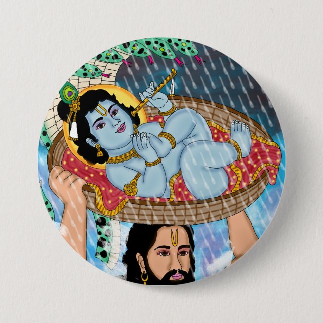 Krishna & Vasudeva Knopf Button (Vorderseite)